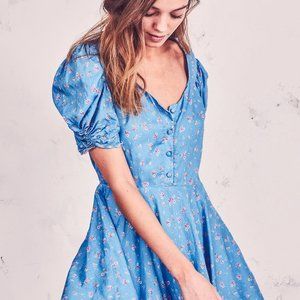 LoveShackFancy Cora mini dress blue floral S